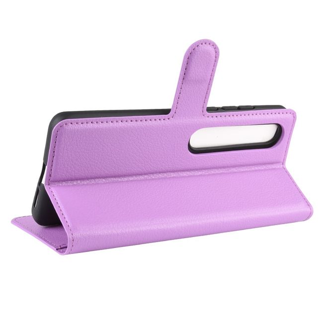 Xiaomi Mi 10 / Mi 10 Pro Handy Hülle - Litchi Leder Bookcover Series - purpur