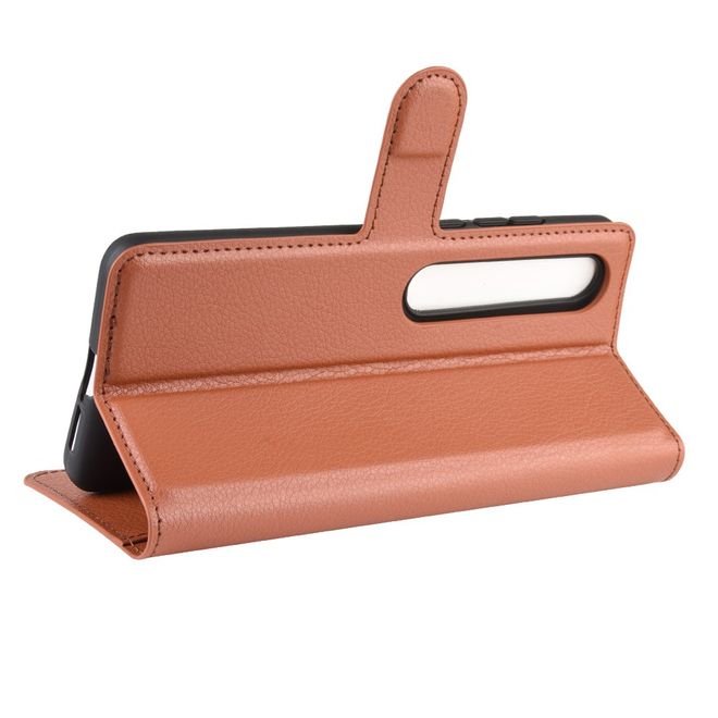 Xiaomi Mi 10 / Mi 10 Pro Handy Hülle - Litchi Leder Bookcover Series - braun