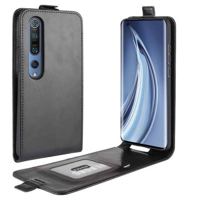 Xiaomi Mi 10 / Mi 10 Pro Handyhülle - Crazy Horse Leder Flipcase - vertikal - schwarz