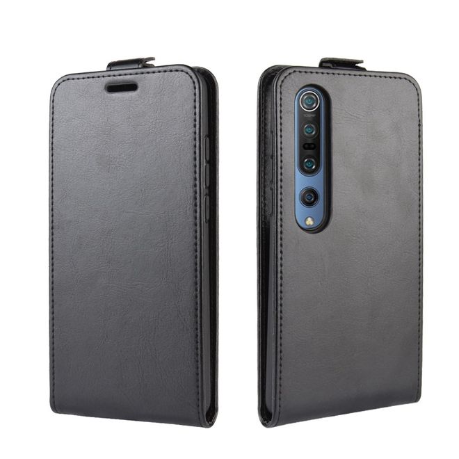 Xiaomi Mi 10 / Mi 10 Pro Handyhülle - Crazy Horse Leder Flipcase - vertikal - schwarz