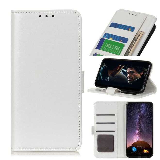 Xiaomi Mi 10 / Mi 10 Pro Handyhülle - Crazy Horse Leder Bookcover Series - weiss