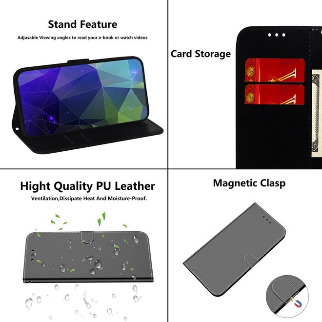 Xiaomi Mi 10 / Mi 10 Pro Hülle - Mirror Surface Bookcover Series - schwarz
