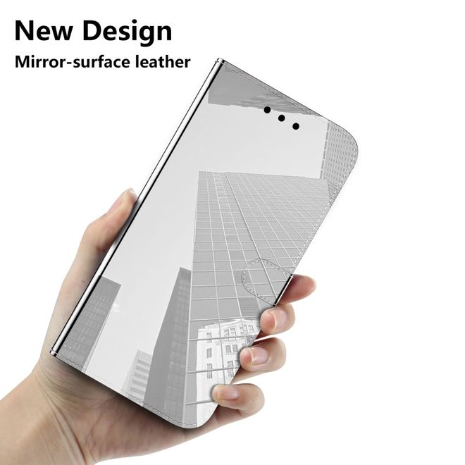 Xiaomi Mi 10 / Mi 10 Pro Hülle - Mirror Surface Bookcover Series - silber