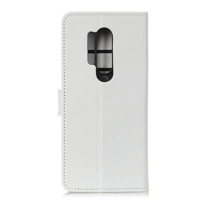 OnePlus 8 Pro Handy Hülle - Litchi Leder Bookcover Series - weiss