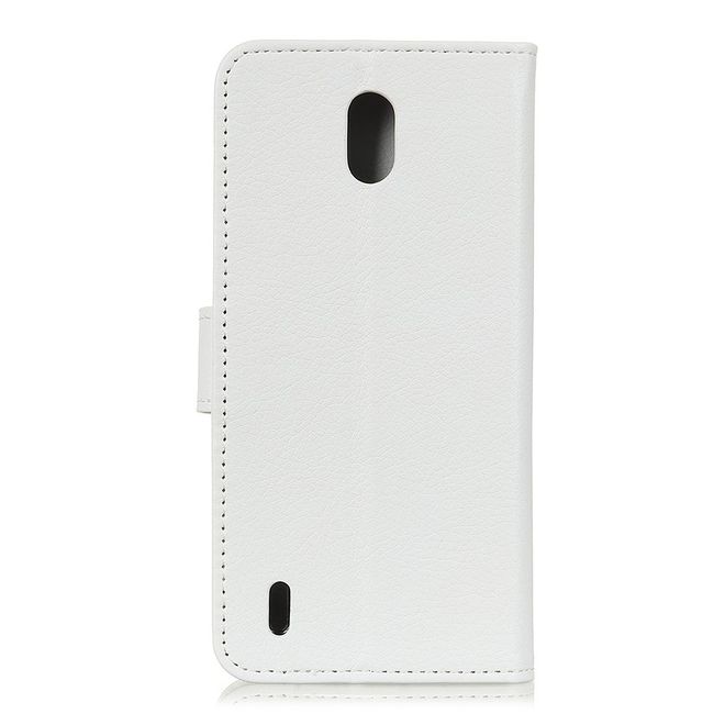 Nokia 1.3 Handy Hülle - Litchi Leder Bookcover Series - weiss