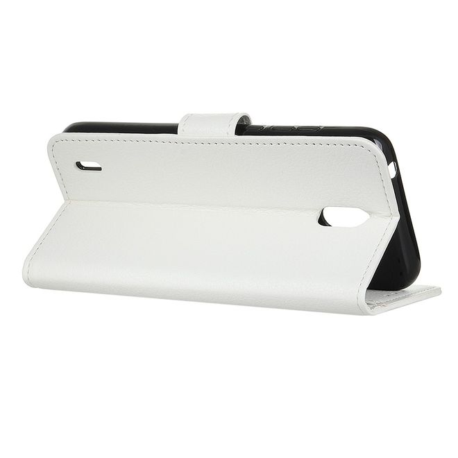 Nokia 1.3 Handy Hülle - Litchi Leder Bookcover Series - weiss