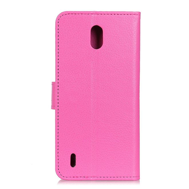 Nokia 1.3 Handy Hülle - Litchi Leder Bookcover Series - rosa