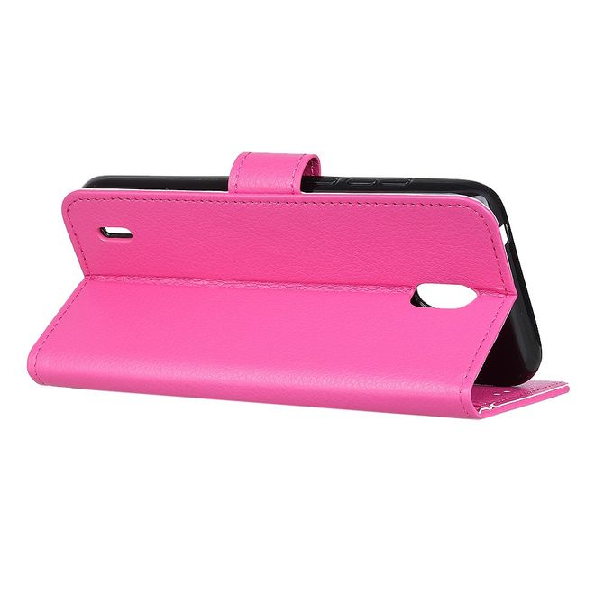 Nokia 1.3 Handy Hülle - Litchi Leder Bookcover Series - rosa