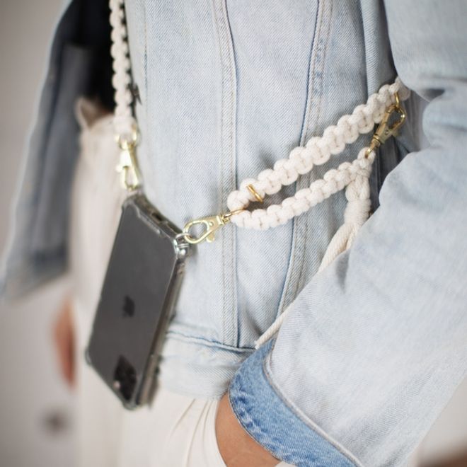 Samsung Galaxy S20 Handykette aus Baumwollgarn handgefertigt in CH - TPU Hülle zum Umhängen - schwarz