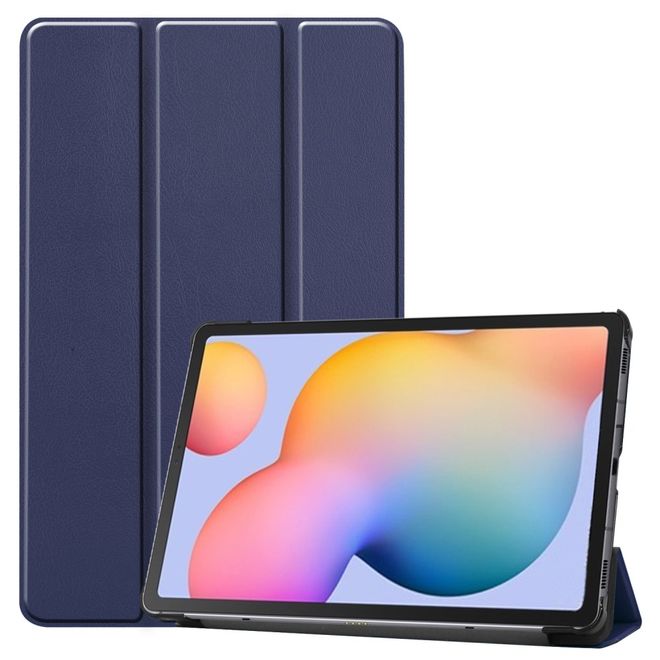 Samsung Galaxy Tab S6 Lite Hülle - Dreifach faltbares Leder Case - dunkelblau