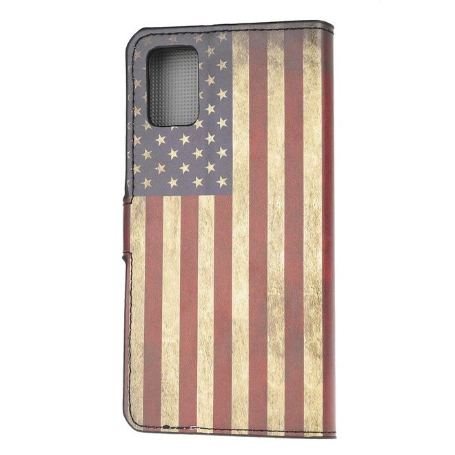 Samsung Galaxy A51 5G Handy Hülle - Leder Bookcover Image Series - Retro USA Flagge
