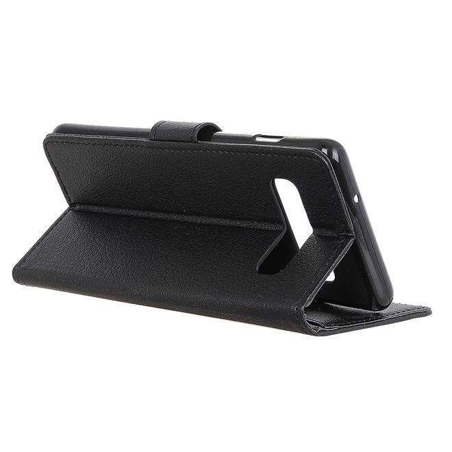 LG V60 ThinQ 5G Handy Hülle - Litchi Leder Bookcover Series - schwarz