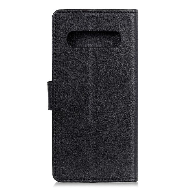 LG V60 ThinQ 5G Handy Hülle - Litchi Leder Bookcover Series - schwarz