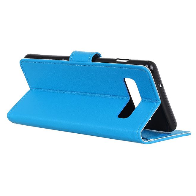 LG V60 ThinQ 5G Handy Hülle - Litchi Leder Bookcover Series - blau