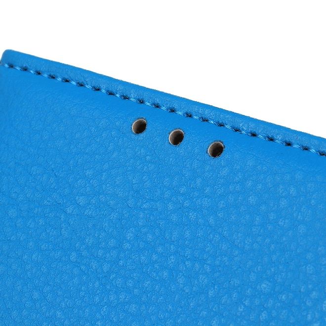LG V60 ThinQ 5G Handy Hülle - Litchi Leder Bookcover Series - blau
