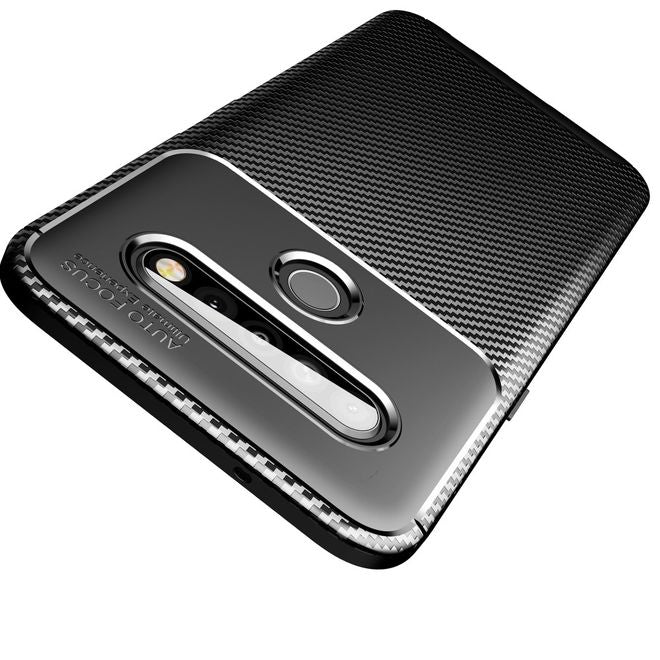LG K61 Handyhülle - Carbon Fiber TPU Softcase Series - schwarz
