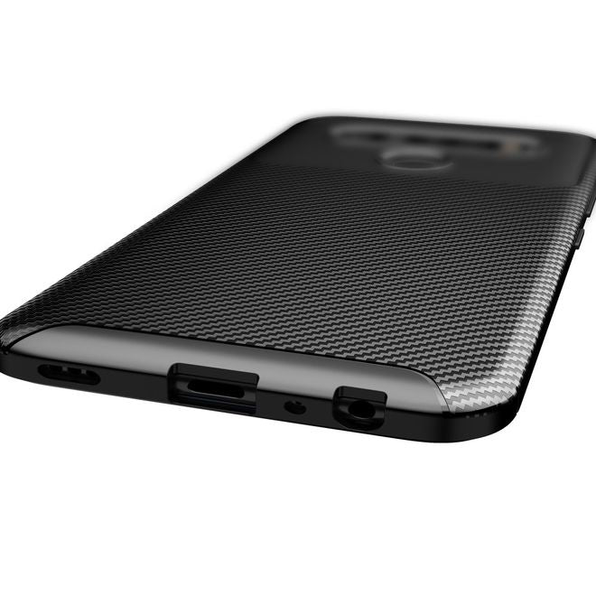 LG K61 Handyhülle - Carbon Fiber TPU Softcase Series - schwarz