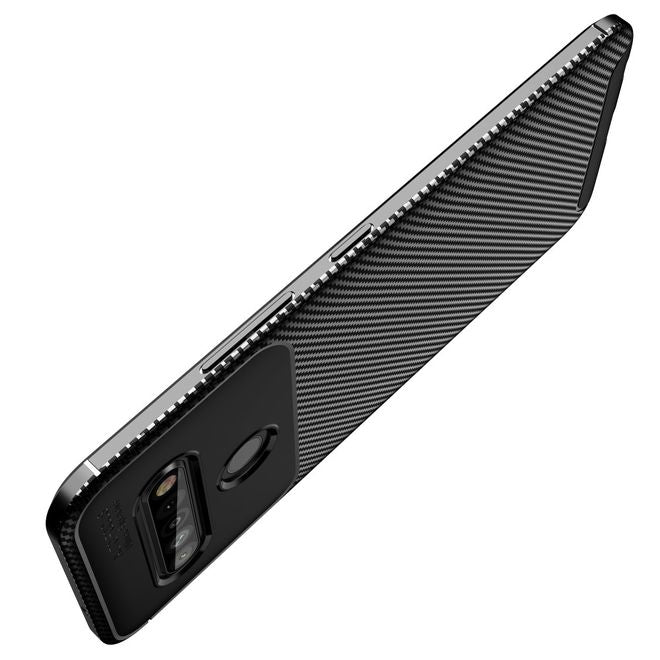 LG K61 Handyhülle - Carbon Fiber TPU Softcase Series - schwarz