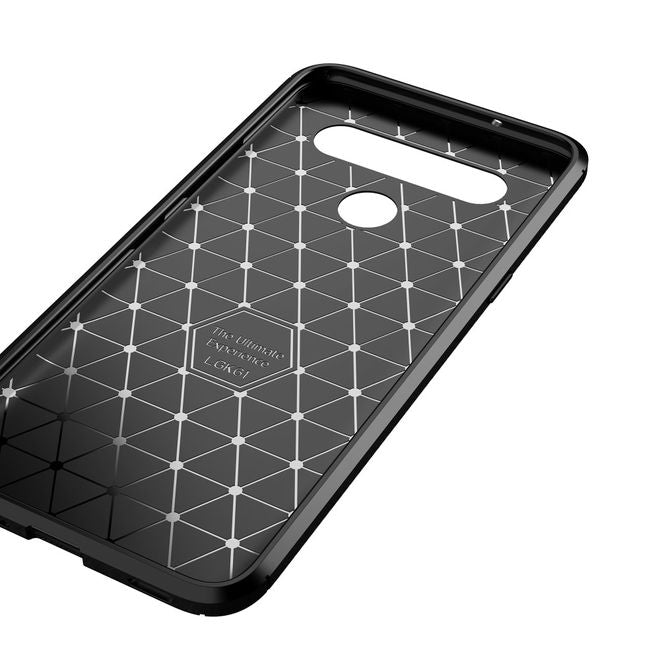 LG K61 Handyhülle - Carbon Fiber TPU Softcase Series - schwarz