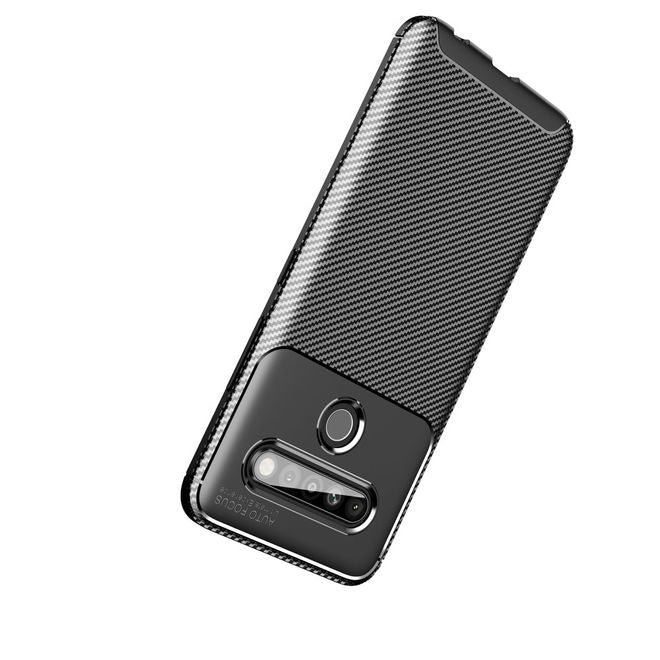 LG K61 Handyhülle - Carbon Fiber TPU Softcase Series - schwarz