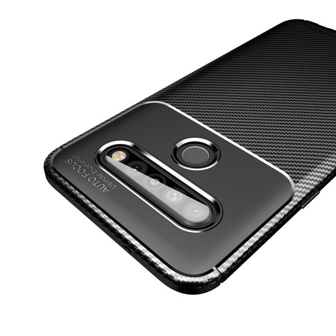 LG K61 Handyhülle - Carbon Fiber TPU Softcase Series - schwarz