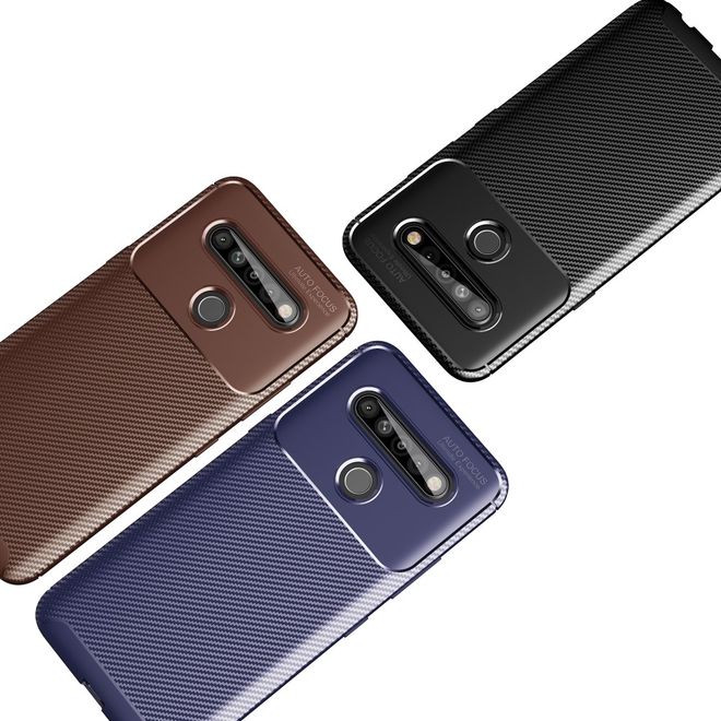 LG K61 Handyhülle - Carbon Fiber TPU Softcase Series - schwarz