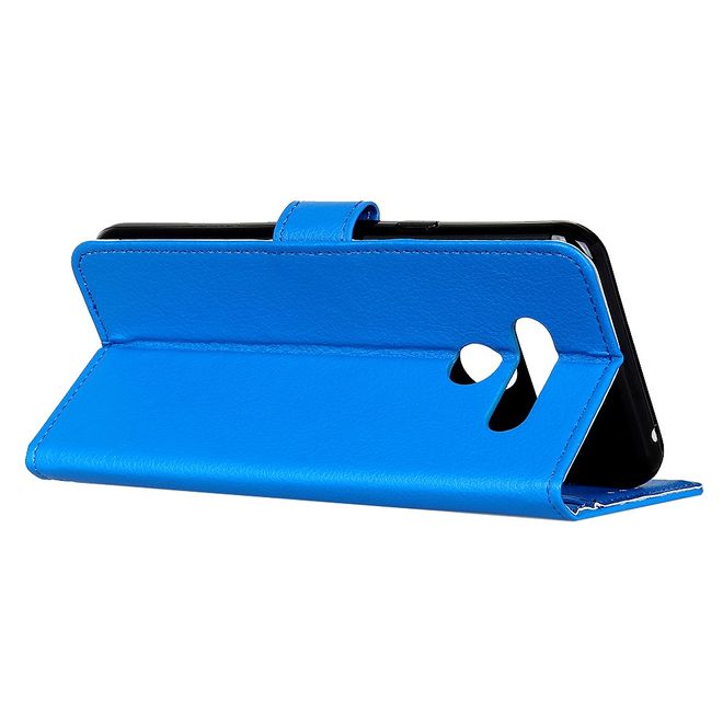 LG K61 Handy Hülle - Litchi Leder Bookcover Series - blau