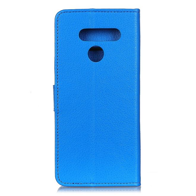 LG K61 Handy Hülle - Litchi Leder Bookcover Series - blau