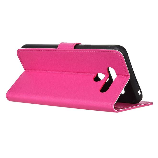 LG K61 Handy Hülle - Litchi Leder Bookcover Series - rosa