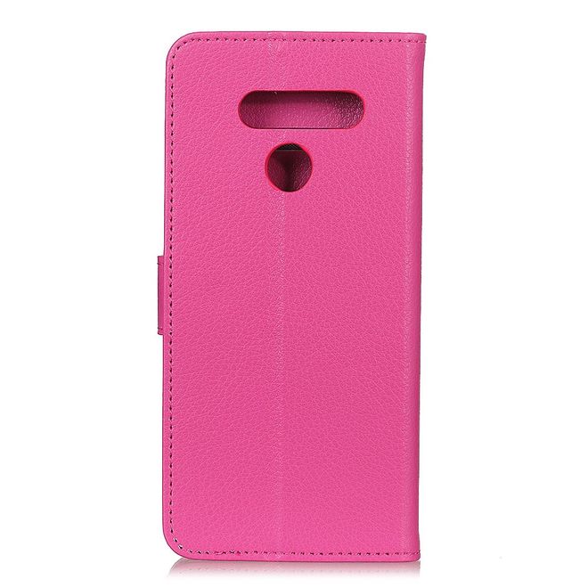 LG K61 Handy Hülle - Litchi Leder Bookcover Series - rosa