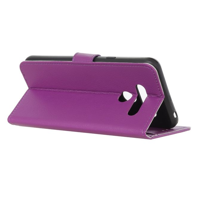 LG K61 Handy Hülle - Litchi Leder Bookcover Series - purpur