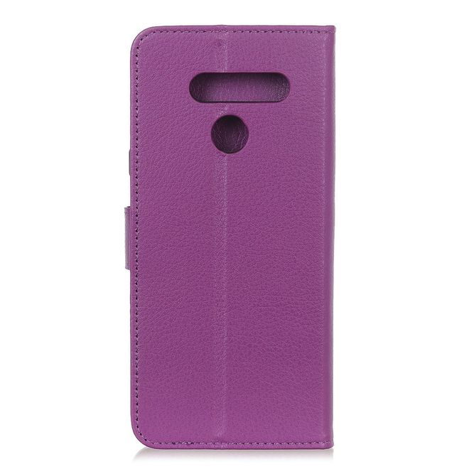 LG K61 Handy Hülle - Litchi Leder Bookcover Series - purpur