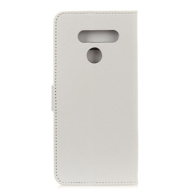 LG K61 Handy Hülle - Litchi Leder Bookcover Series - weiss