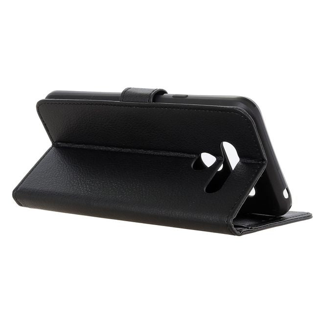 LG K41S Handy Hülle - Litchi Leder Bookcover Series - schwarz