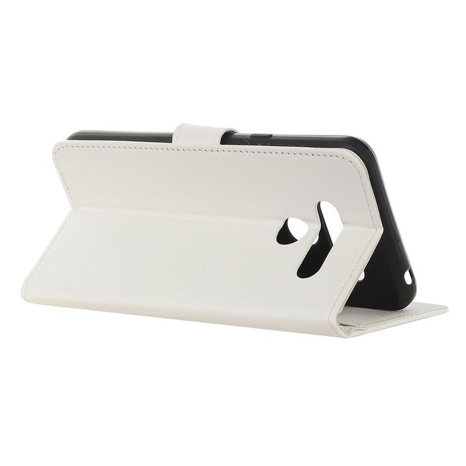 LG K41S Handy Hülle - Litchi Leder Bookcover Series - weiss