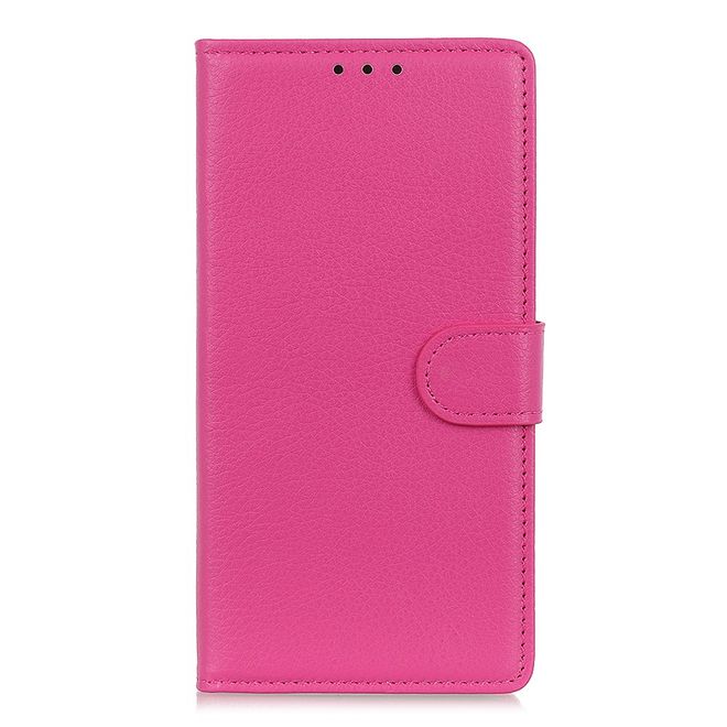 LG K41S Handy Hülle - Litchi Leder Bookcover Series - rosa