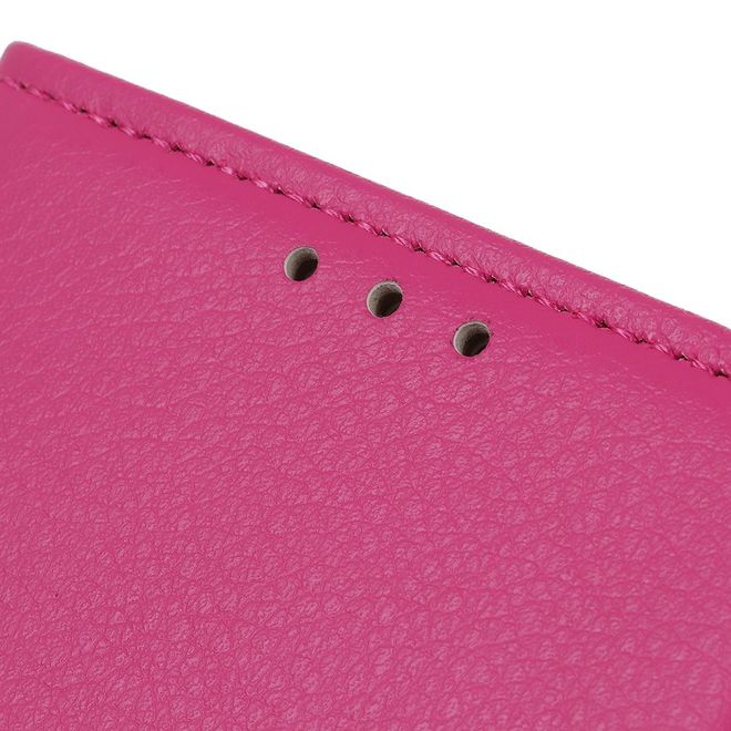 LG K41S Handy Hülle - Litchi Leder Bookcover Series - rosa