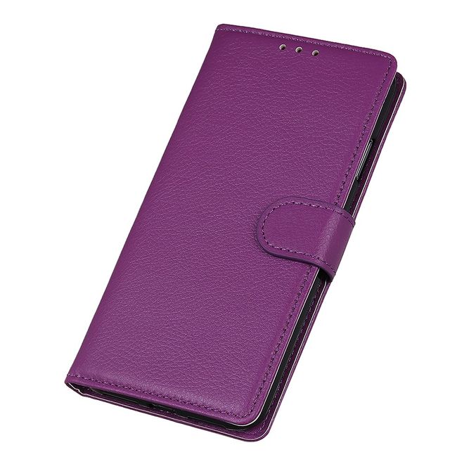 LG K41S Handy Hülle - Litchi Leder Bookcover Series - purpur
