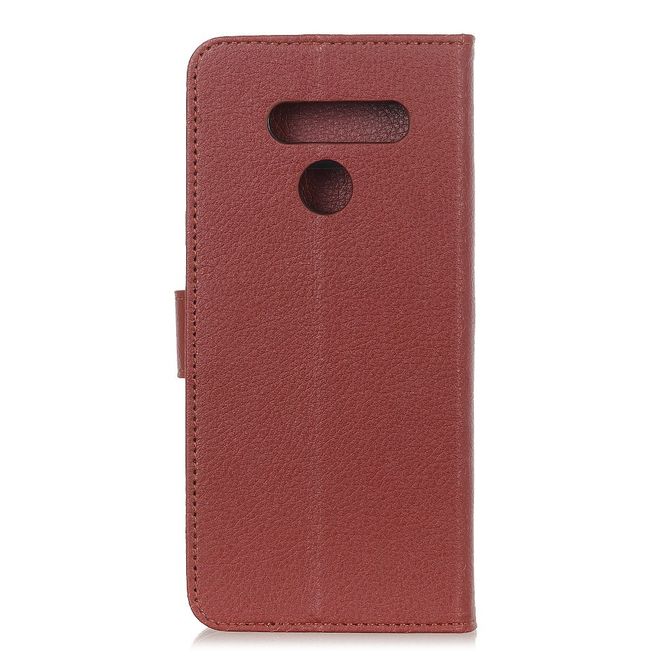 LG K41S Phone Case - Litchi Leather Bookcover Series - Brown