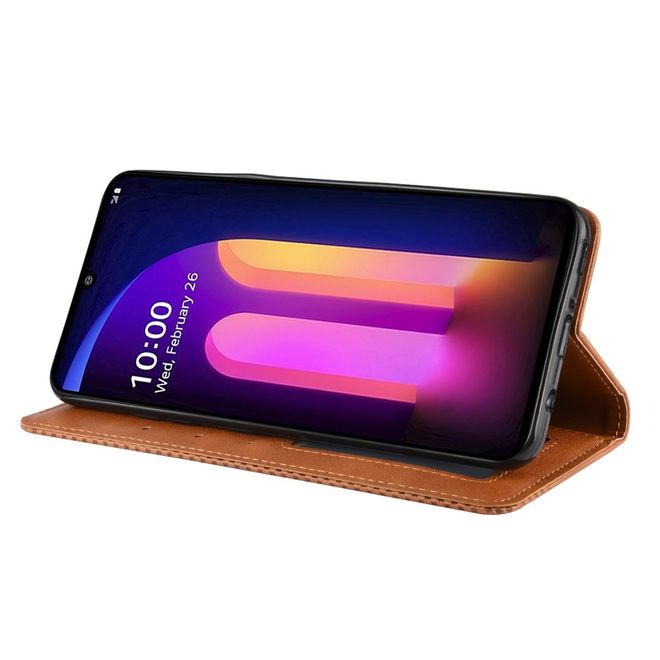 LG V60 ThinQ 5G Handy Hülle - Retro Leder Bookcover Series - braun