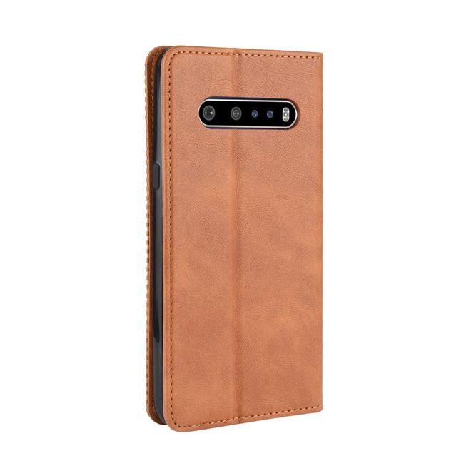 LG V60 ThinQ 5G Handy Hülle - Retro Leder Bookcover Series - braun
