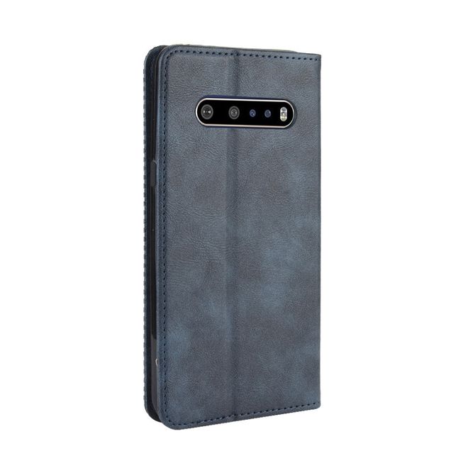 LG V60 ThinQ 5G Handy Hülle - Retro Leder Bookcover Series - blau
