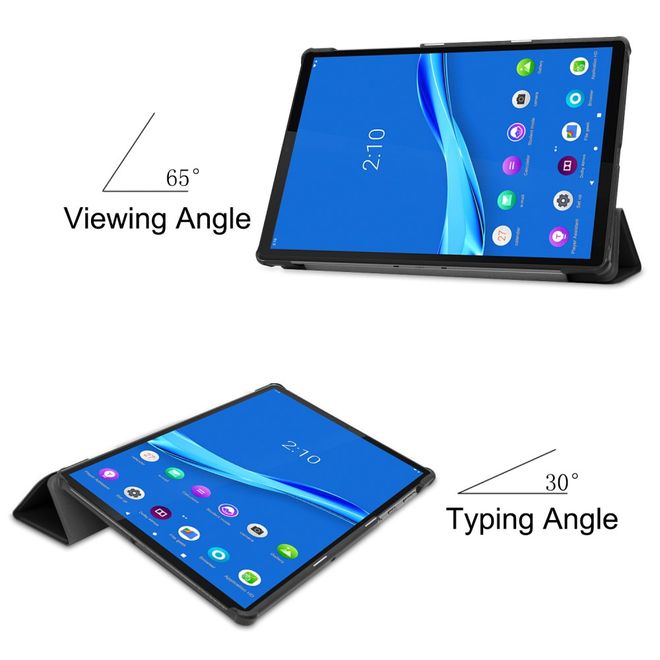 Étui pour Lenovo Tab M10 FHD Plus (2e génération) - Étui en cuir à trois volets - Noir