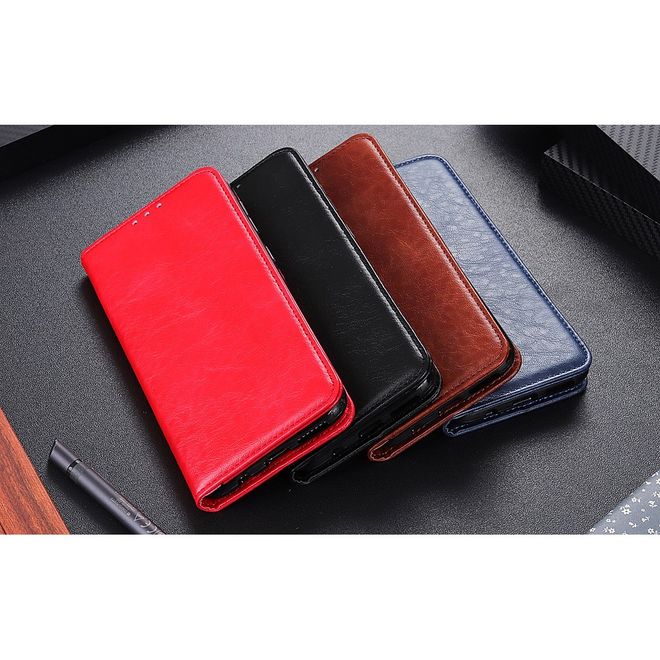 Oppo Realme XT Handy Hülle - Crazy Horse V Leder Bookcover Series - rot