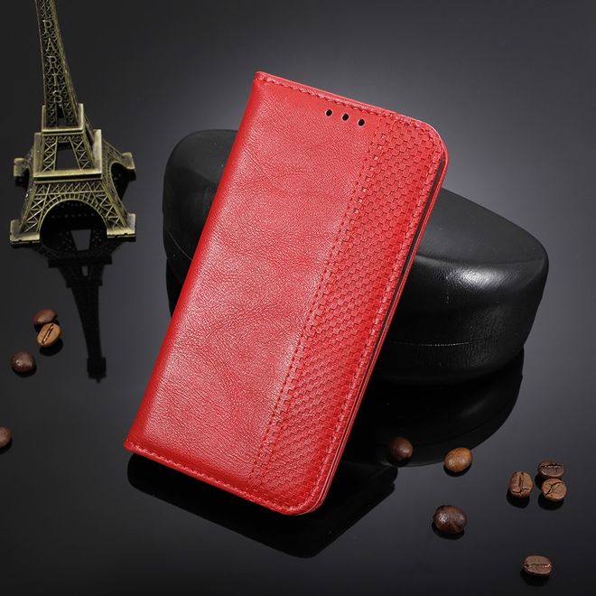 Oppo Realme 5 Pro Handy Hülle - Retro Leder Bookcover Series - rot