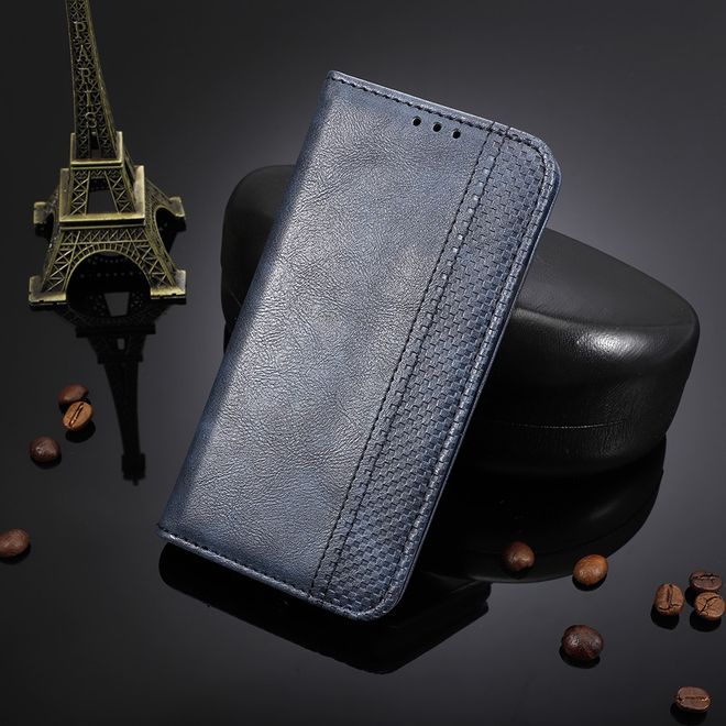 Oppo Realme 5 Pro Handy Hülle - Retro Leder Bookcover Series - blau