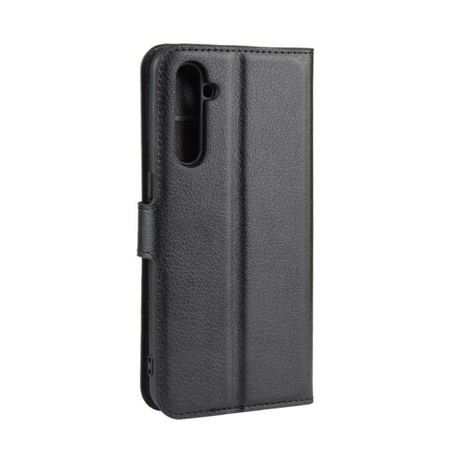 Oppo Realme XT / X2 Handy Hülle - Litchi Leder Bookcover Series - schwarz