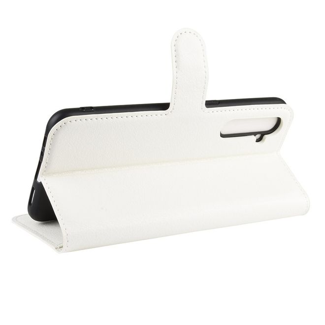 Oppo Realme XT / X2 Handy Hülle - Litchi Leder Bookcover Series - weiss