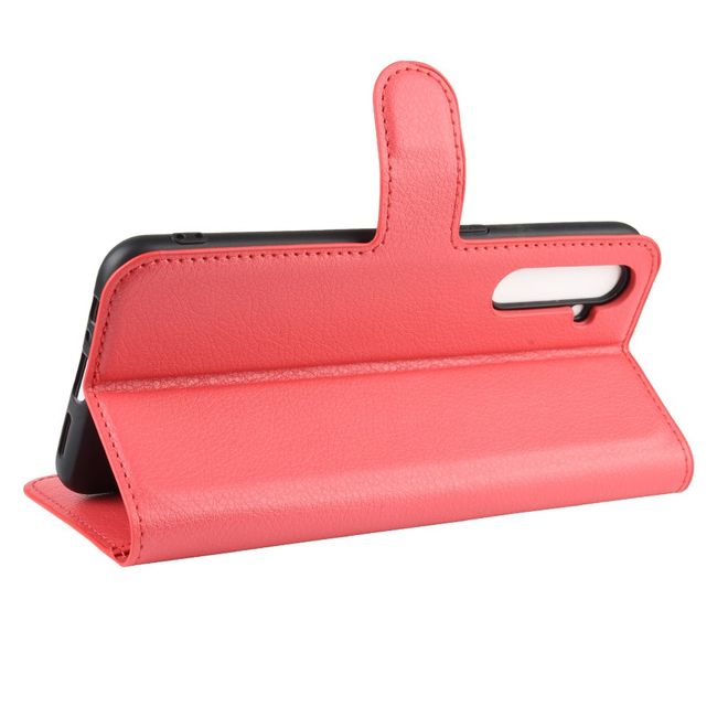 Oppo Realme XT / X2 Handy Hülle - Litchi Leder Bookcover Series - rot