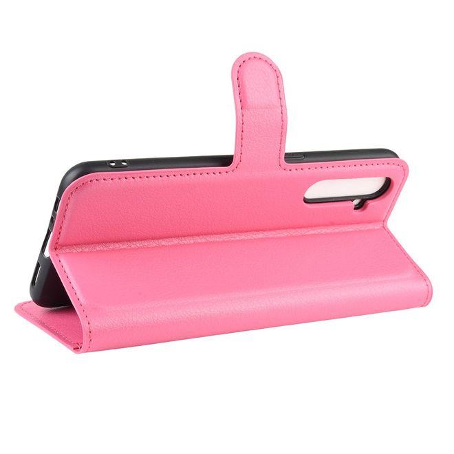 Oppo Realme XT / X2 Handy Hülle - Litchi Leder Bookcover Series - rosa